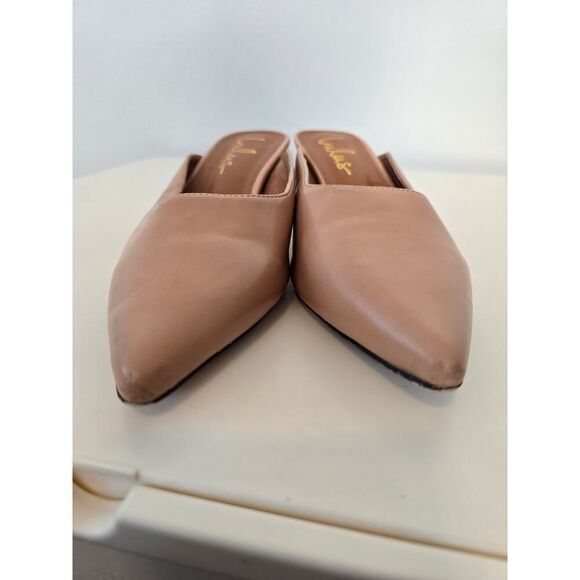 Lulus Nude Kitten Heel Mules Size 7 Slip-On Pointed Toe Minimalist Chic Preppy - Picture 7 of 7